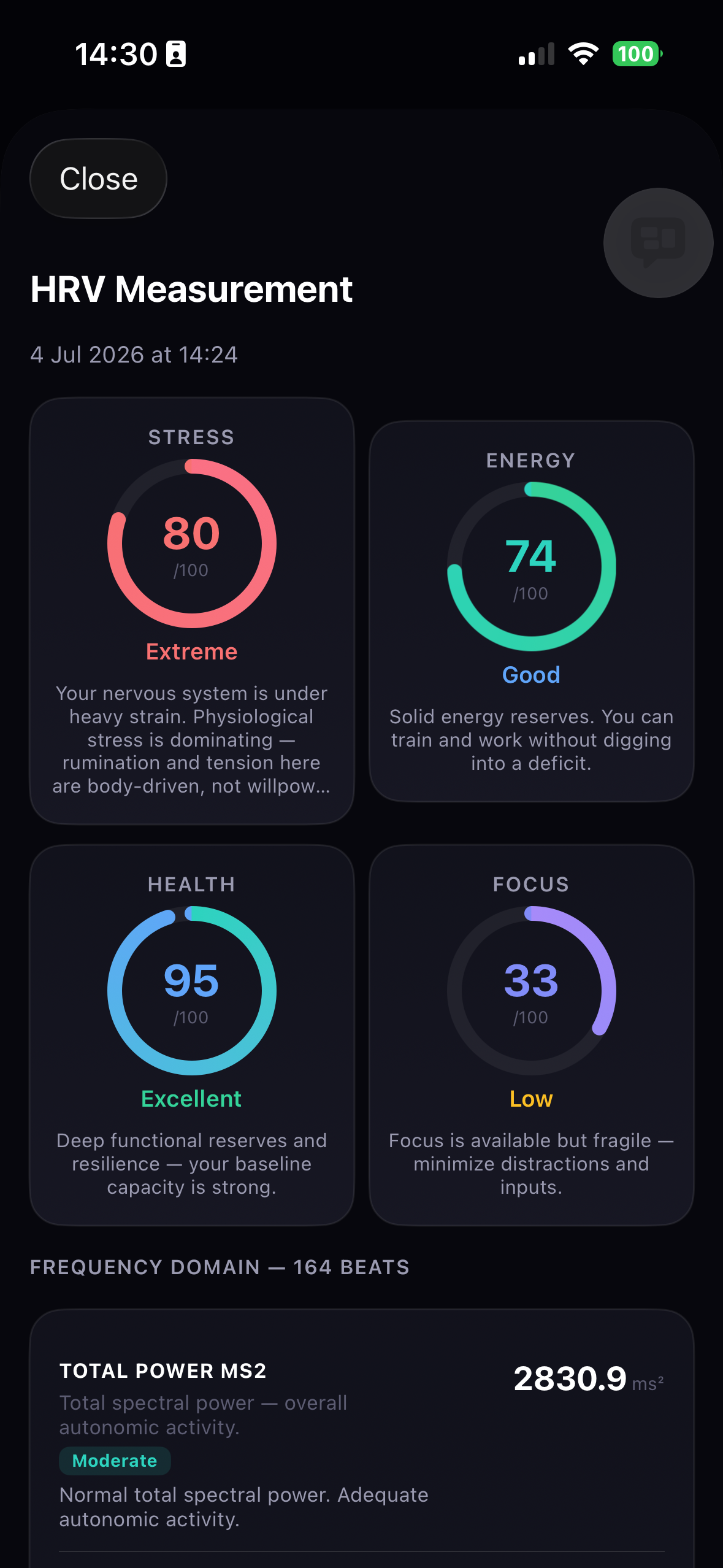 Inner Metrics native HRV application